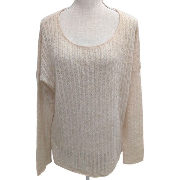 Margaret O' Leary Cashmere Spun Silk Sweater Women's L Relaxed Fit Cream/Ivory - Picture 1 of 8